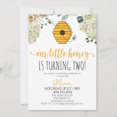 私たちのリトルハニーのまわりに誕生日パーティー 招待状 (正面)