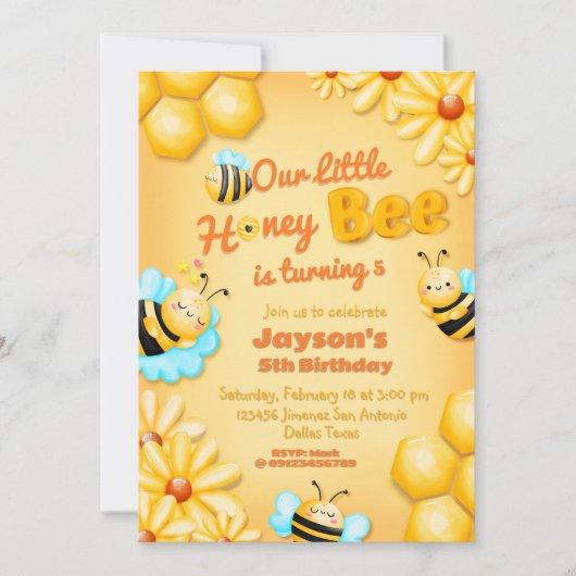 私たちのリトルハニービー誕生日 招待状 (正面)
