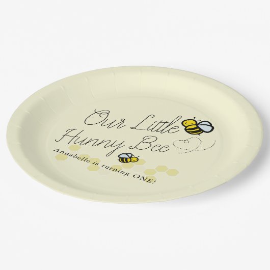 私たちのリトルハンニービーイエローガール誕生日 ペーパープレート (アングル)