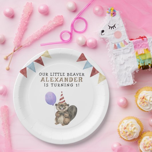 私たちのリトルビーバー1st誕生日パーティー ペーパープレート (パーティー)