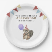 私たちのリトルビーバー1st誕生日パーティー ペーパープレート (正面)