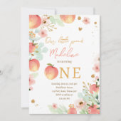 私たちのリトルピーチガールスウィート1st誕生日 招待状 (正面)