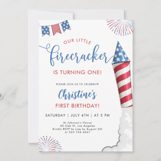 私たちのリトルフィレクラッカー1st誕生日招待状 招待状 (正面)