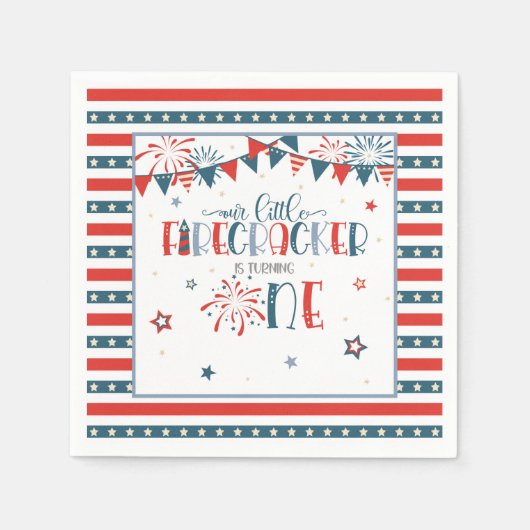 私たちのリトルフィレクラッカー1st誕生日紙ナプキンス スタンダードカクテルナプキン (正面)