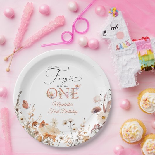 私たちのリトルフェアリーフローラガーデンファースト誕生日 ペーパープレート (パーティー)