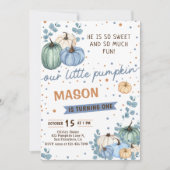 私たちのリトルブルーパンプキン秋誕生日パーティー 招待状 (正面)