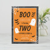 私たちのリトルブー 2歳の誕生日 幽霊 ハロウィン 招待状 (スタンド正面)