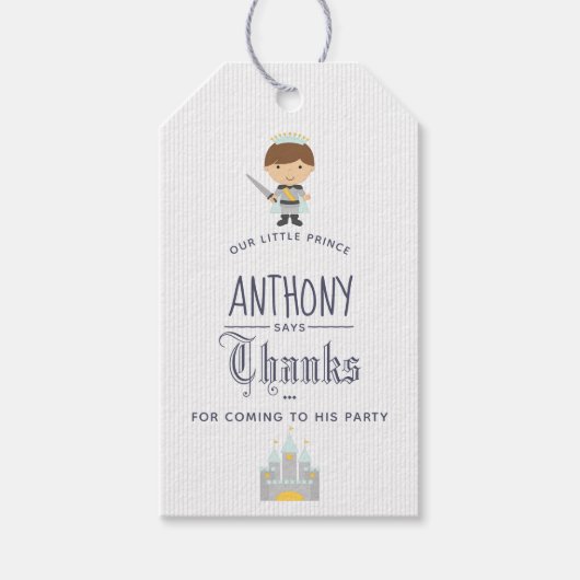 私たちのリトルプリンスバースデーパーティーゲストのお願い ギフトタグ (正面)