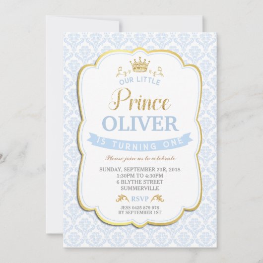 私たちのリトルプリンス誕生日招待状ボーイブルー 招待状 (正面)