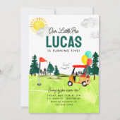 私たちのリトルプロスイングパルティーキッズゴルフ誕生日 招待状 (正面)