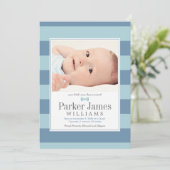 私たちのリトルマンアクアブルーハンサム男の赤ちゃん誕生 案内状 (スタンド正面)