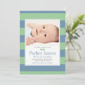 私たちのリトルマングリーン石板ハンサム男の赤ちゃん誕生 案内状 (スタンド正面)