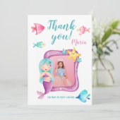 私たちのリトルマーメイドの写真の誕生日お礼カード 招待状 (スタンド正面)