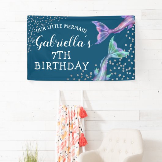 私たちのリトルマーメイドグリッター誕生日 横断幕 (インサイチュ)