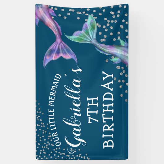 私たちのリトルマーメイドグリッター誕生日 横断幕 (縦)