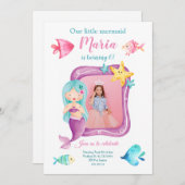 私たちのリトルマーメイドフォト誕生日招待状 招待状 (正面/裏面)