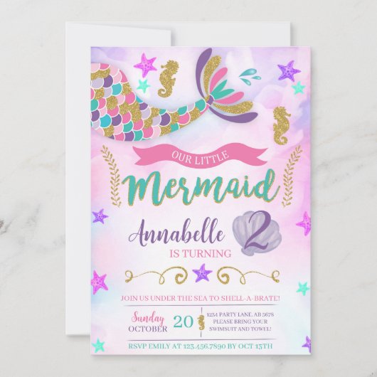 私たちのリトルマーメイド誕生日 招待状 (正面)
