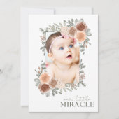 私たちのリトルミラクルフォトベビーガール誕生 招待状 (正面)