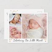 私たちのリトルミラクル金ゴールドスター3写真ベビー 案内ポストカード (正面/裏面)