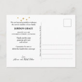 私たちのリトルミラクル金ゴールドスター3写真ベビー 案内ポストカード (裏面)