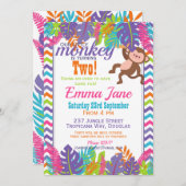 私たちのリトルモンキー子供の誕生日パーティー 招待状 (正面/裏面)