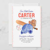 私たちのリトルルーキーヘルメットこうもり野球誕生日 招待状 (正面)