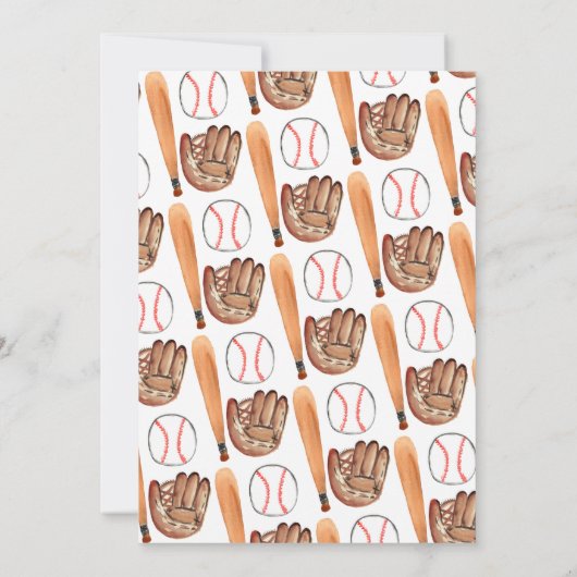 私たちのリトルルーキーヘルメットこうもり野球誕生日 招待状 (裏面)