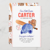 私たちのリトルルーキーヘルメットこうもり野球誕生日 招待状 (正面/裏面)