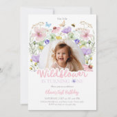 私たちのリトルワイルドフラワーガーデンフローラガール誕生日 招待状 (正面)