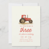 私たちのリトル農家トラクターバースデーパーティー招待状 招待状 (正面)