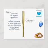 私たちのリル・スラッガーボーイとテディベアの最初の誕生日 インビテーションポストカード (裏面)