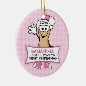 私たちのリル・ピーナッツの初めてのクリスマス（ピンク） セラミックオーナメント (右)