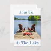 「私たちのレイクハウスへようこそ」新築祝いご招待 招待状 (正面/裏面)