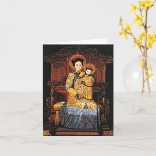 私たちの中国の女性(中华圣母、中華聖母)中国のヴァージンメアリー カード (黄色い花)