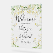 私たちの中立結婚フローラへようこそエレガント アクリルサイン (傾斜)