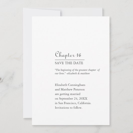 私たちの人生で最高の章 | 書籍フォーマット セーブザデート (正面)