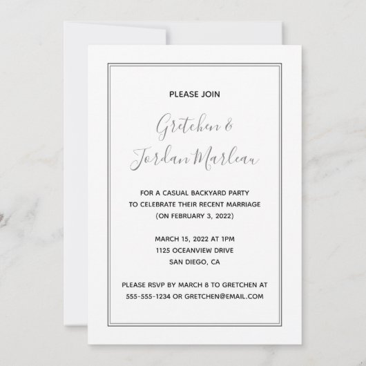 私たちの人間に結婚しました 犬の写真 ウェディング エロープメント 招待状 (裏面)