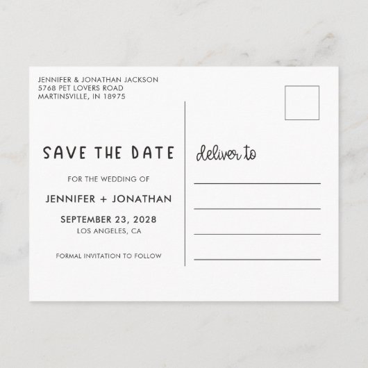 私たちの人間は結婚した犬の写真を日付以外 案内ポストカード (裏面)