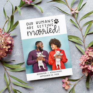私たちの人間は結婚した犬の写真を日付以外 案内ポストカード