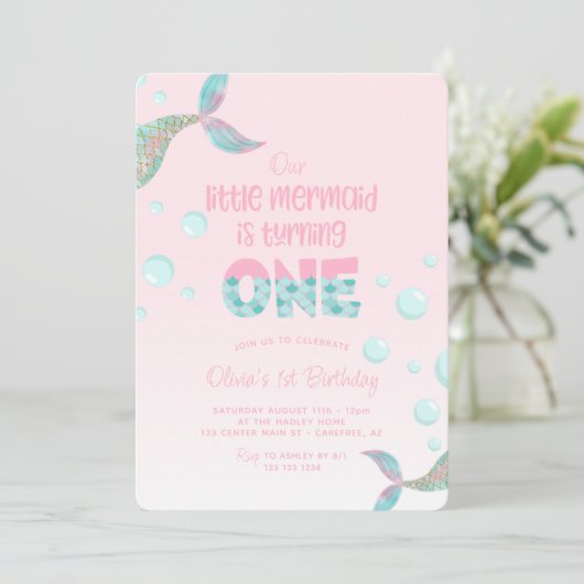 私たちの人魚は1ピンクの1歳の誕生日である 招待状 (スタンド正面)