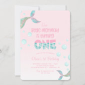 私たちの人魚は1ピンクの1歳の誕生日である 招待状 (正面)