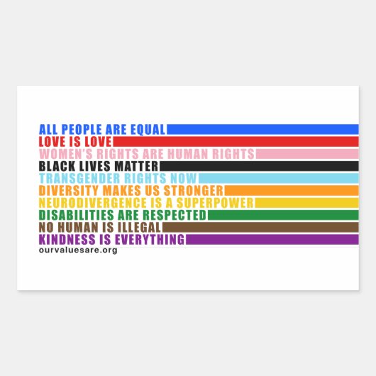 私たちの価値観はステッカーだ 長方形シール (正面)