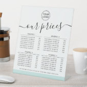 私たちの価格ロゴ軽いアクア縁どブルー価格表 台座サイン (インサイチュ)