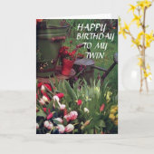 私たちの共有誕生日に私の双子の妹 カード (黄色い花)
