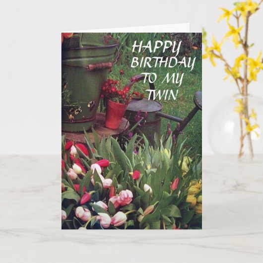 私たちの共有誕生日に私の双子の妹 カード (黄色い花)