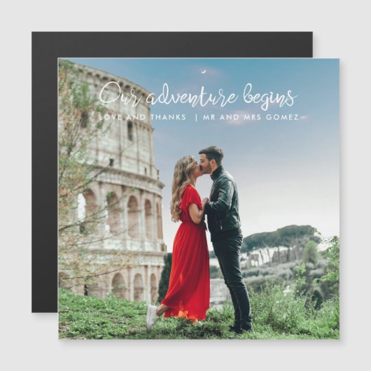 私たちの冒険が始まる写真ありがとう結婚。 (正面/裏面)