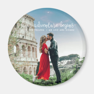私たちの冒険が始まる写真ありがとう結婚。 マグネット