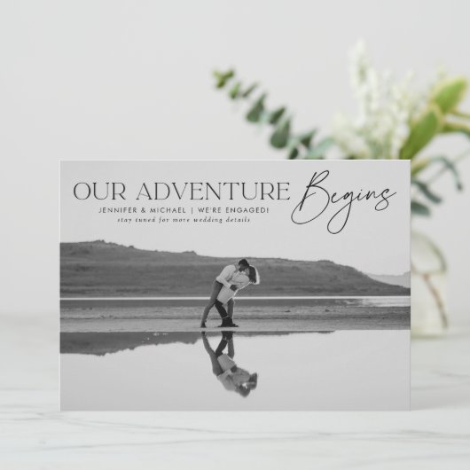 私たちの冒険が始まる写真婚約の発表 招待状 (スタンド正面)