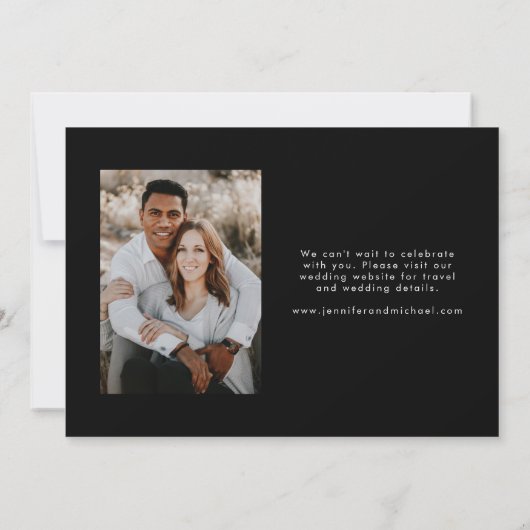 私たちの冒険が始まる写真婚約の発表 招待状 (裏面)