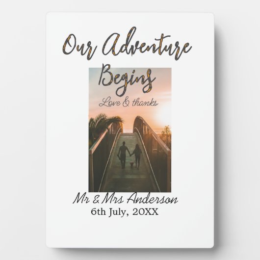 私たちの冒険が始まる カップル写真 愛と感謝 フォトプラーク (正面)